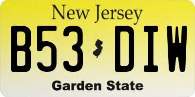 NJ license plate B53DIW