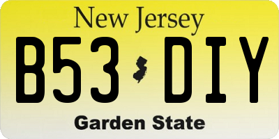 NJ license plate B53DIY