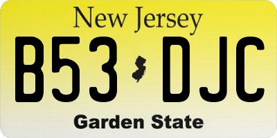 NJ license plate B53DJC
