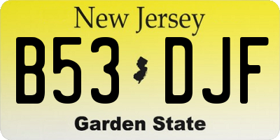 NJ license plate B53DJF