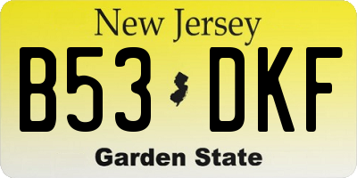 NJ license plate B53DKF