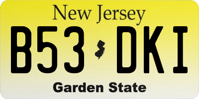 NJ license plate B53DKI