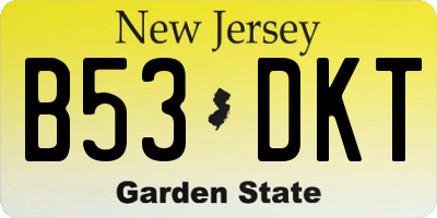 NJ license plate B53DKT