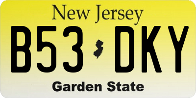 NJ license plate B53DKY