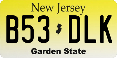 NJ license plate B53DLK