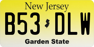 NJ license plate B53DLW