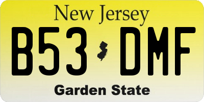 NJ license plate B53DMF