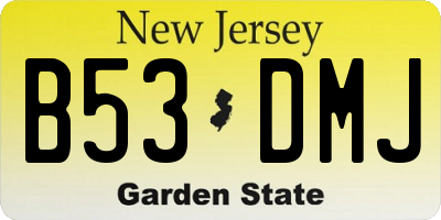 NJ license plate B53DMJ