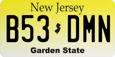 NJ license plate B53DMN