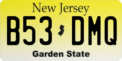 NJ license plate B53DMQ