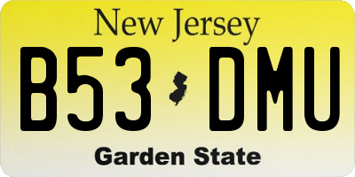 NJ license plate B53DMU