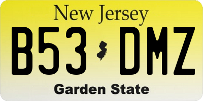 NJ license plate B53DMZ
