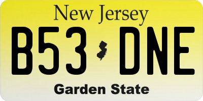 NJ license plate B53DNE