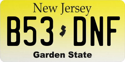 NJ license plate B53DNF