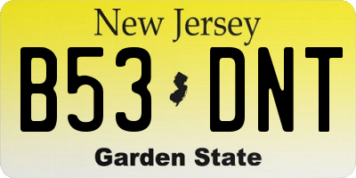 NJ license plate B53DNT