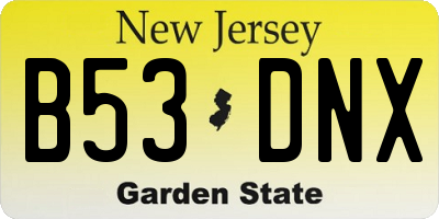NJ license plate B53DNX