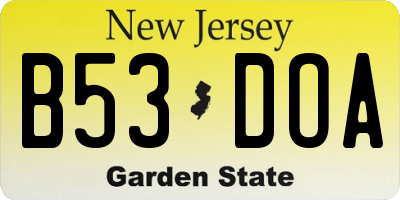 NJ license plate B53DOA