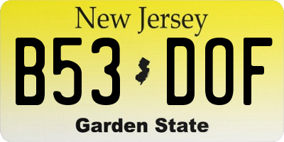 NJ license plate B53DOF