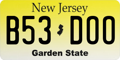 NJ license plate B53DOO