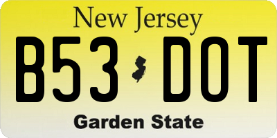 NJ license plate B53DOT