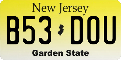 NJ license plate B53DOU