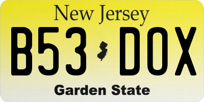 NJ license plate B53DOX