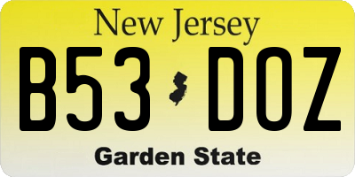 NJ license plate B53DOZ