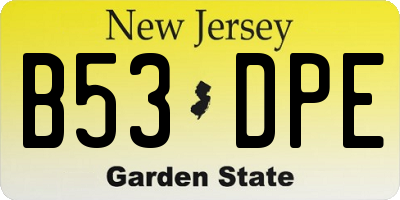 NJ license plate B53DPE