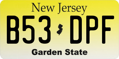 NJ license plate B53DPF