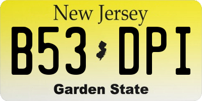 NJ license plate B53DPI