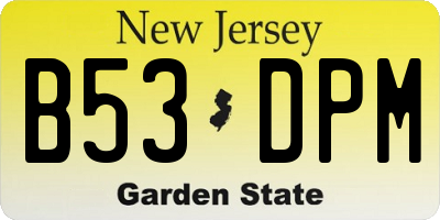 NJ license plate B53DPM