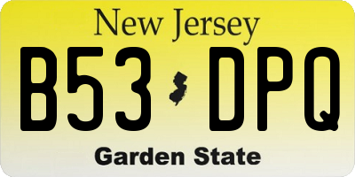 NJ license plate B53DPQ