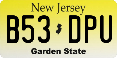 NJ license plate B53DPU