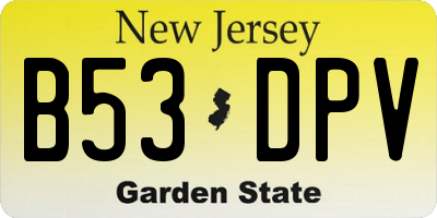 NJ license plate B53DPV