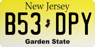 NJ license plate B53DPY