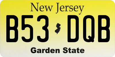 NJ license plate B53DQB