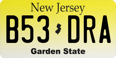 NJ license plate B53DRA