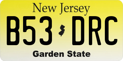 NJ license plate B53DRC