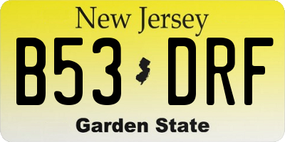 NJ license plate B53DRF