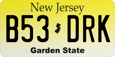NJ license plate B53DRK