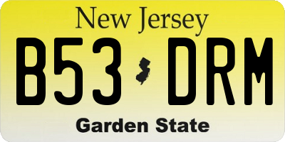 NJ license plate B53DRM