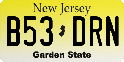 NJ license plate B53DRN