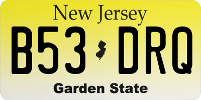 NJ license plate B53DRQ