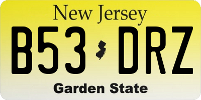 NJ license plate B53DRZ
