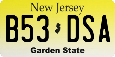 NJ license plate B53DSA