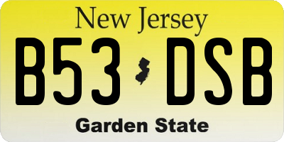NJ license plate B53DSB