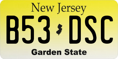 NJ license plate B53DSC