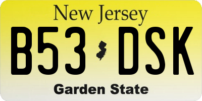 NJ license plate B53DSK