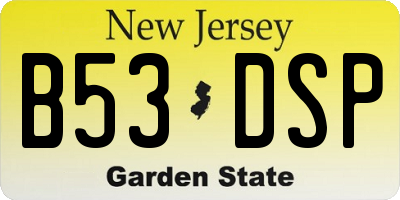 NJ license plate B53DSP