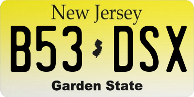 NJ license plate B53DSX